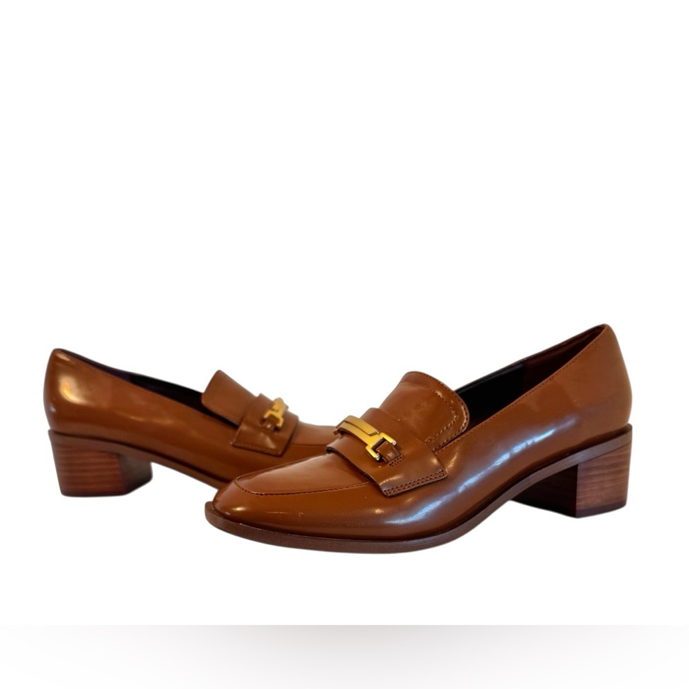 Franco Sarto Dalia Brown Square Toe Heeled Loafers Size 8 Block Heel